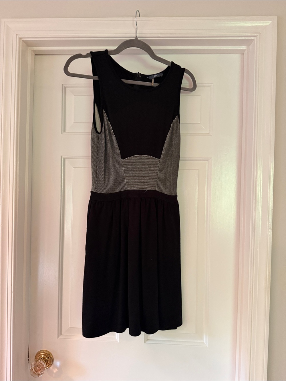 Tart Black and Gray Sleeveless Fit-and-Flare Dress